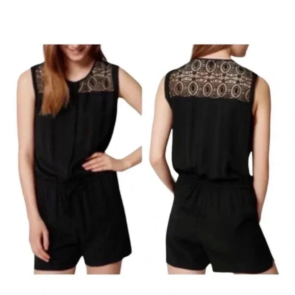 Loft Romper with Crochet Detailing Black Size XXL Plus Size